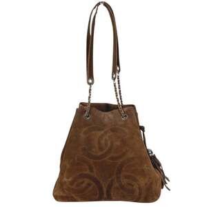 CHANEL Vintage Brown Logo Shoulder Bag
